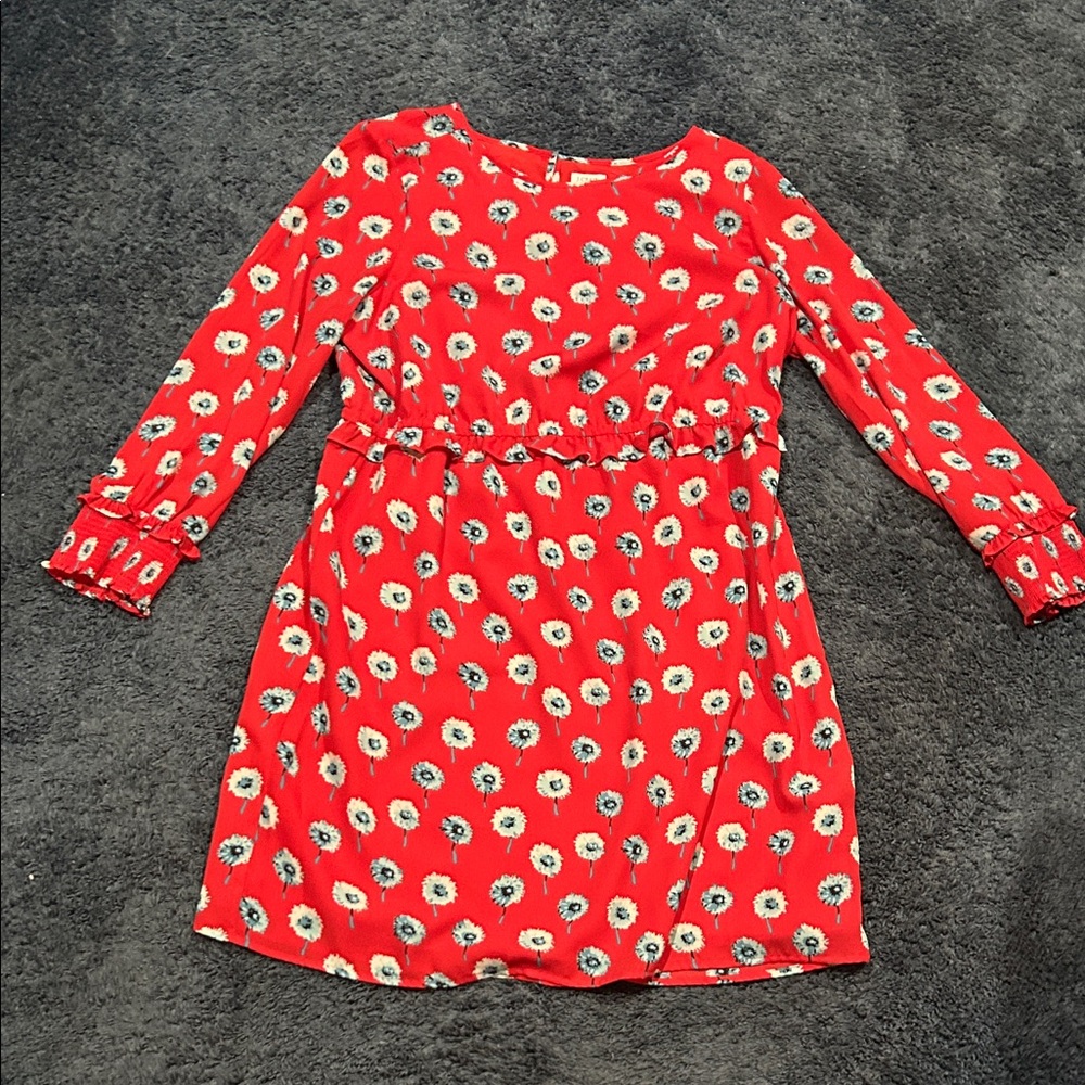 J. Crew Factory Red Floral Casual Dress